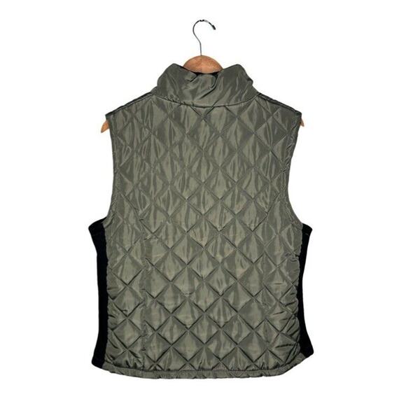 Chebella Quilted Vest Size Large Full Zip Pockets Olive Green Casual Winter - Picture 7 of 11
